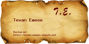 Tevan Emese névjegykártya